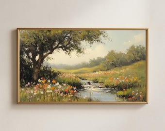 Peinture à l'huile de paysage de marais de mauvaise humeur, art de la nature des marais vintage (téléchargement numérique)