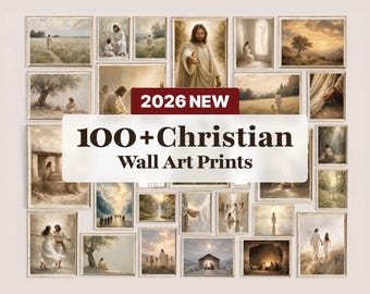 100+ Christian Wall Art Bundle, Faith Gallery Set, Jesus Nativity Prints (Digital Download)