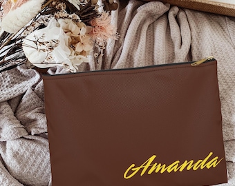 Custom Name Makeup Bag, Bridesmaid Gift Personalized, Maid of Honor Proposal Gift, Bachelorette Favor Bags, Travel Cosmetic Pouch