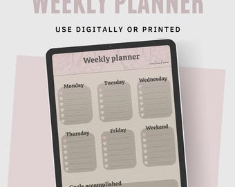 Undated Digital To-Do List, Simple ,Tasks & Goals Section, iPad Planner or Printable
