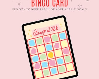 Cute Pastel Handwritten Goal-setting Bingo, Fun Productivity Tracker Game, Digital PDF or Printable