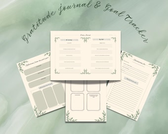 Gratitude and Goal Tracking Planner, Yearly reflections, Monthly progress, Daily journal with intentions & reflections morning and night