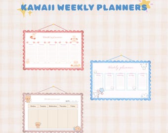 Kawaii weekly planner, Pastel Planner for Study & Work, Animal theme organizer