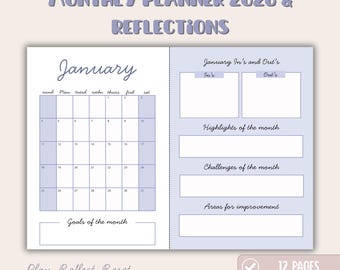 Minimal Monthly Planner 2026 Printable PDF | A4 & Letter | Clean Calendar Template | Instant Download
