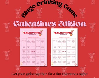 Galentines drinking game, Friends Valentines day, Fun Bingo to play with your girls, Fun activity with friends, Custom Bingo Girls Party