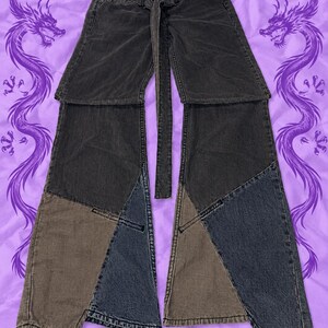 G-SUS Sindustries Y2K Patchwork Flare Jeans W27 L32 | Wide Leg Denim Pants | 2000s Style