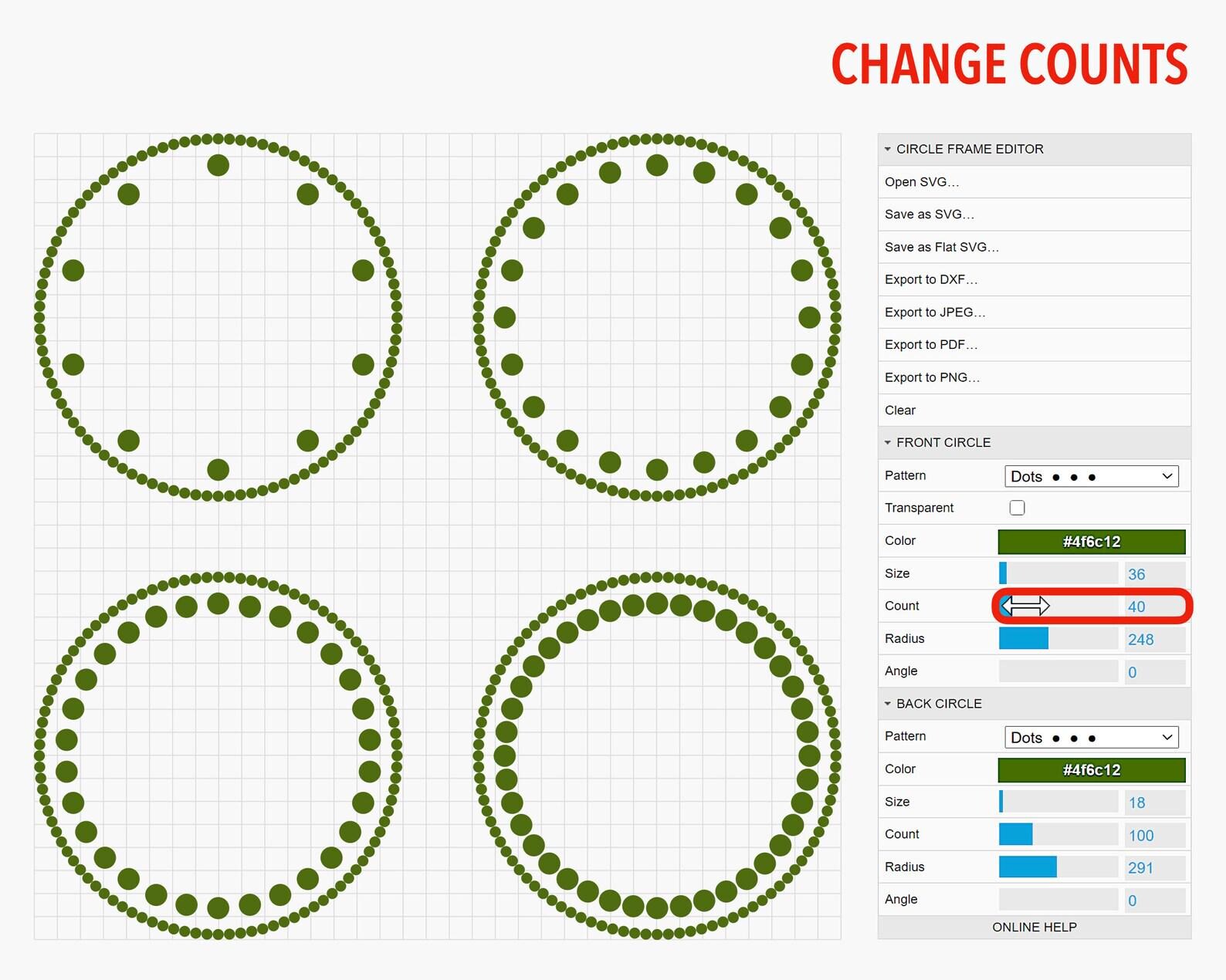 Editable Dotted Circle Frames SVG Bundle in Dark Rainbow Colors ...