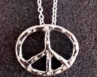 Peace Sign Necklace Vintage 70s