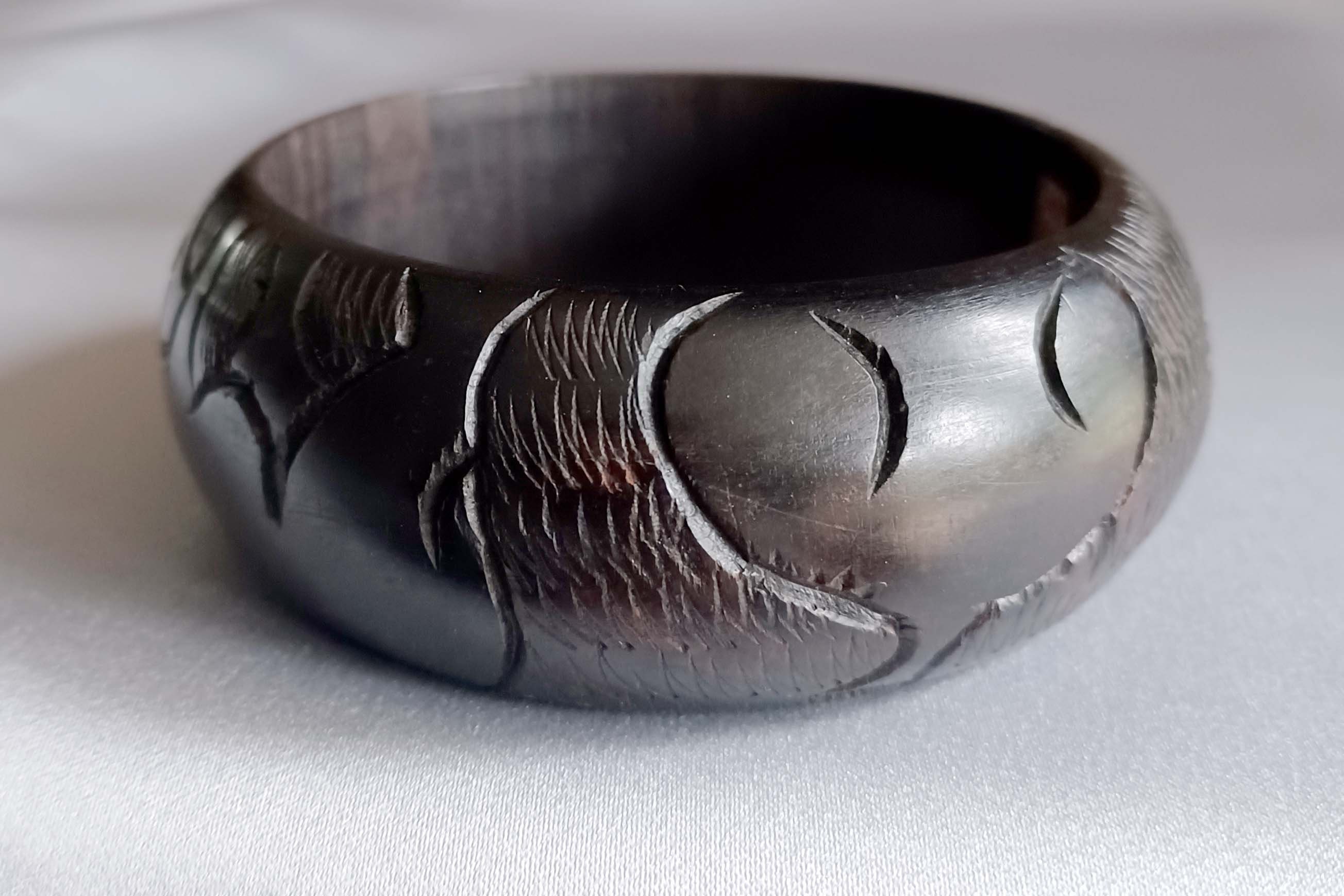Vintage Carved Bangle Dark Brown Black Hand Carved - Etsy