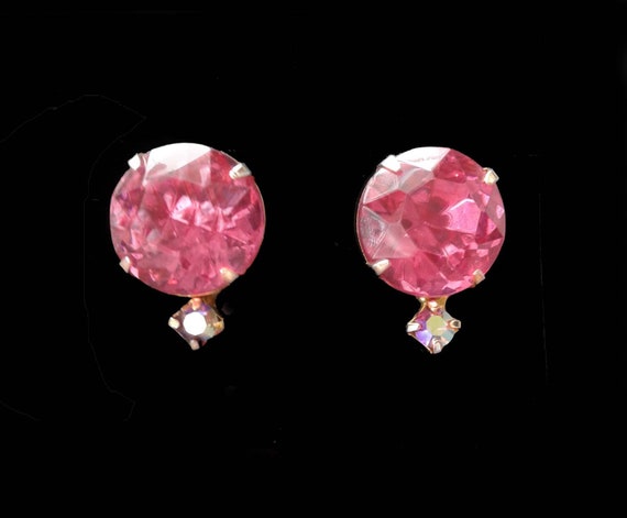 1970/'s Retro Pierced Rhinestone EarringsBridalWeddingBohoSoho Vintage 1960/'s