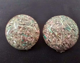 Pendientes de lucita con confeti y purpurina, estilo retro de los años 50.