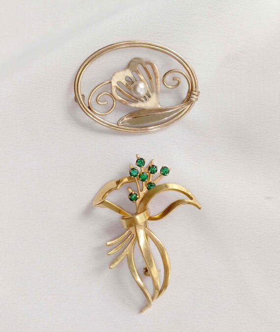 Two Vintage Pins 12 KT Gold Filled Brooches Old Fashioned Etsy