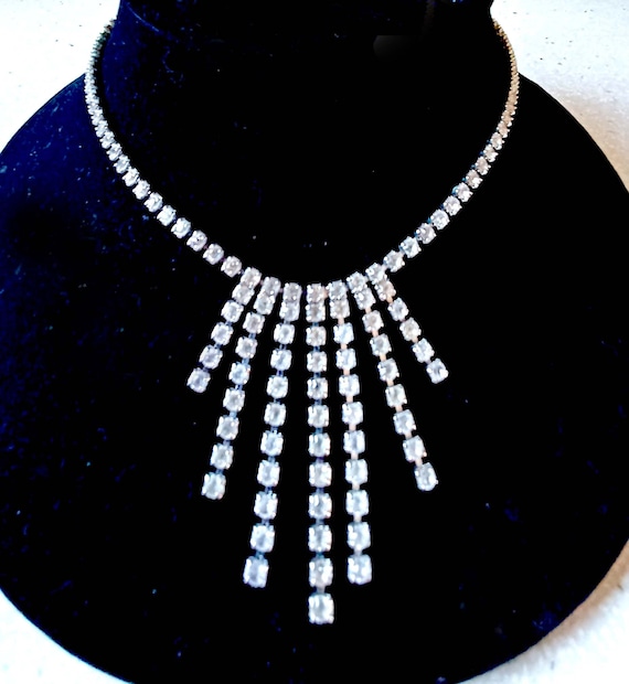 Vintage Rhinestone Necklace 1940s Loaded Beautiful