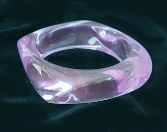 Hold for J Lo Lucite Bangle Light Purple Translucent Thick Faceted Retro Bracelet