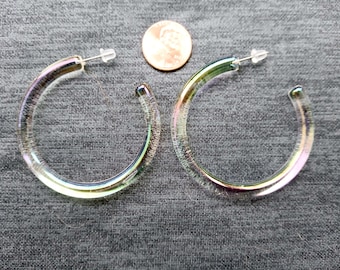 アクセサリー 90s Chunky Ice Cube Hoop Earrings Clear 90s Chunky Ice Cube Hoop Earrings | Minimal Business Casual