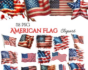 Beunruhigt Amerikanische Flagge Clipart Bundle | USA Dateien als Download