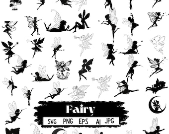 Fairy Silhouette SVG Bundle: Cricut, Vector Graphics (Digital Download)