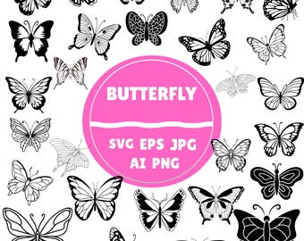 Schmetterling SVG Bundle: Cricut, Silhouette, PNG, AI (Digital Download)