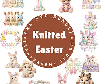 Gestrickte Ostern SVG PNG | Stricken Sie Stil Ostern Shirt Design | Frühlingsgemütliche Grafik | Sublimationsdatei