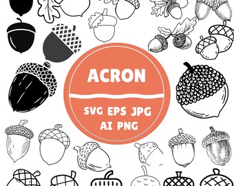 Eichel SVG Bundle: Clipart, Silhouette, Schneidedateien (digitaler Download)