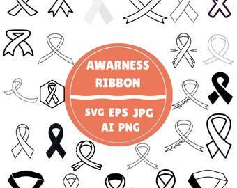 Cancer Awareness Ribbon SVG Bundle: Cricut Cut Datei, PNG, AI (Instant Download)