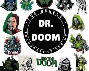 Dr. Doom Clipart PNG Bundle: Comic Bösewicht Sublimationsdateien (Digitaler Download