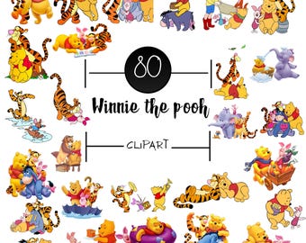 Winnie Puuh Clipart, 80 Zeichen, digitaler Download