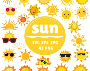 Boho Sun & Sunrise SVG Bundle: Cricut, Silhouette, Sommer Clipart (digitaler Download)