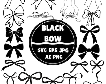 Schwarze Schleife SVG Bundle, Ribbon Schleife Clipart (digitaler Download)