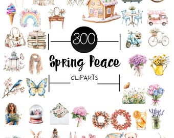 All-In-One Frühling Clipart Bundle | Blumen, Ostern, Schmetterlinge, Regenbogen, Garten PNG | Vollständiges Saisonales Grafik Paket