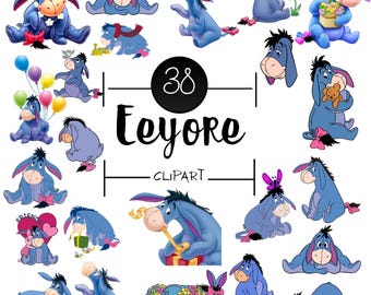 I-Ah, Vintage Winnie the Pooh Clipart-Paket: Hochauflösende PNG (Digitaler Download)