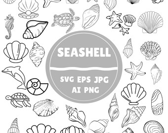 Muschel SVG Cut Files, Sea World Umriss (digitaler Download)