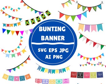 Wimpelkette SVG, Clipart Bundle (digitaler Download)