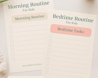 Tablas de rutinas para la mañana y la hora de dormir para niños, horario visual (descarga digital)