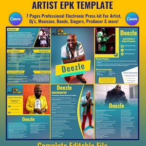 Editable Musician EPK Template: Singer, DJ, Artist, Influencer Media Kit (Canva)