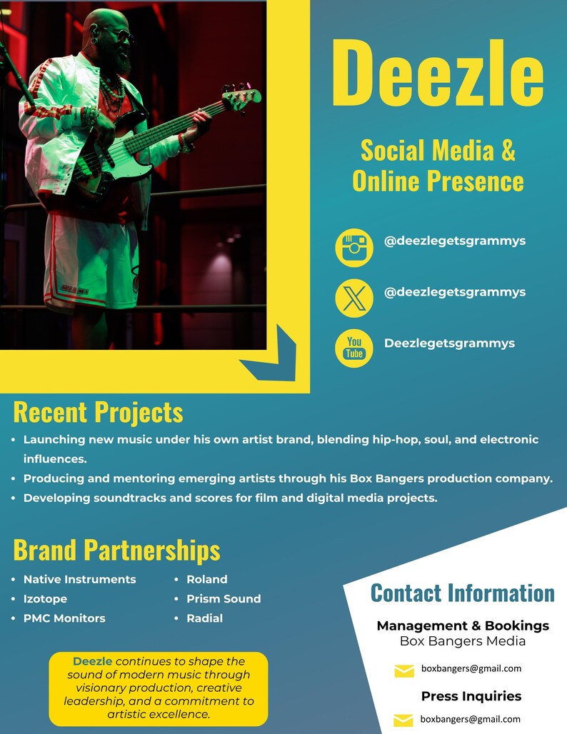 Singer Editable Fact File Template Editable Musician EPK Template: Singer, DJ, Artist, Influencer Media ...