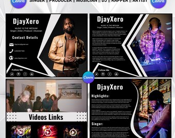 Editable Electronic Press Kit (EPK)/Media kit Template for DJs, Singers & Rappers – Canva Design