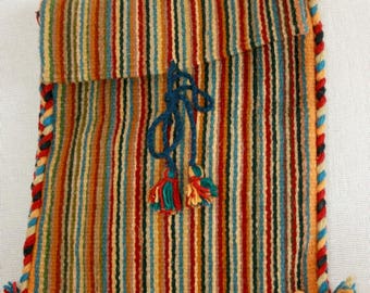 Zapotec Wool Tote Bag stripes colorful rainbow tote back to school gift resistant tote  wool handmade hand dyed traditional foot loom