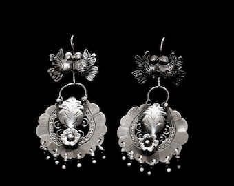 Earrings civil wedding silver fine filigree handmade earrings bride silver elegant bridal jewelry outfil wedding filigree silver bride guest