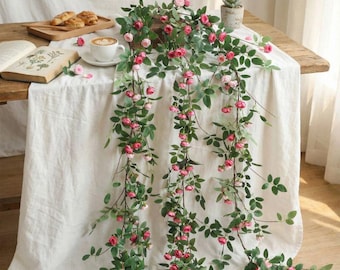 1/2/3 Pcs 170cm Artificial Rose Flowers Vine, Hanging Greenery Garland, Wedding Garland, Wedding Arrangement, Home Decor, Wall Home Decor