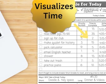 Uitvoerende functie Kladblok | ADHD-huiswerktracker | Tool Studentenplanner | Dagelijkse schoolagenda | Takenlijst | Controlelijst