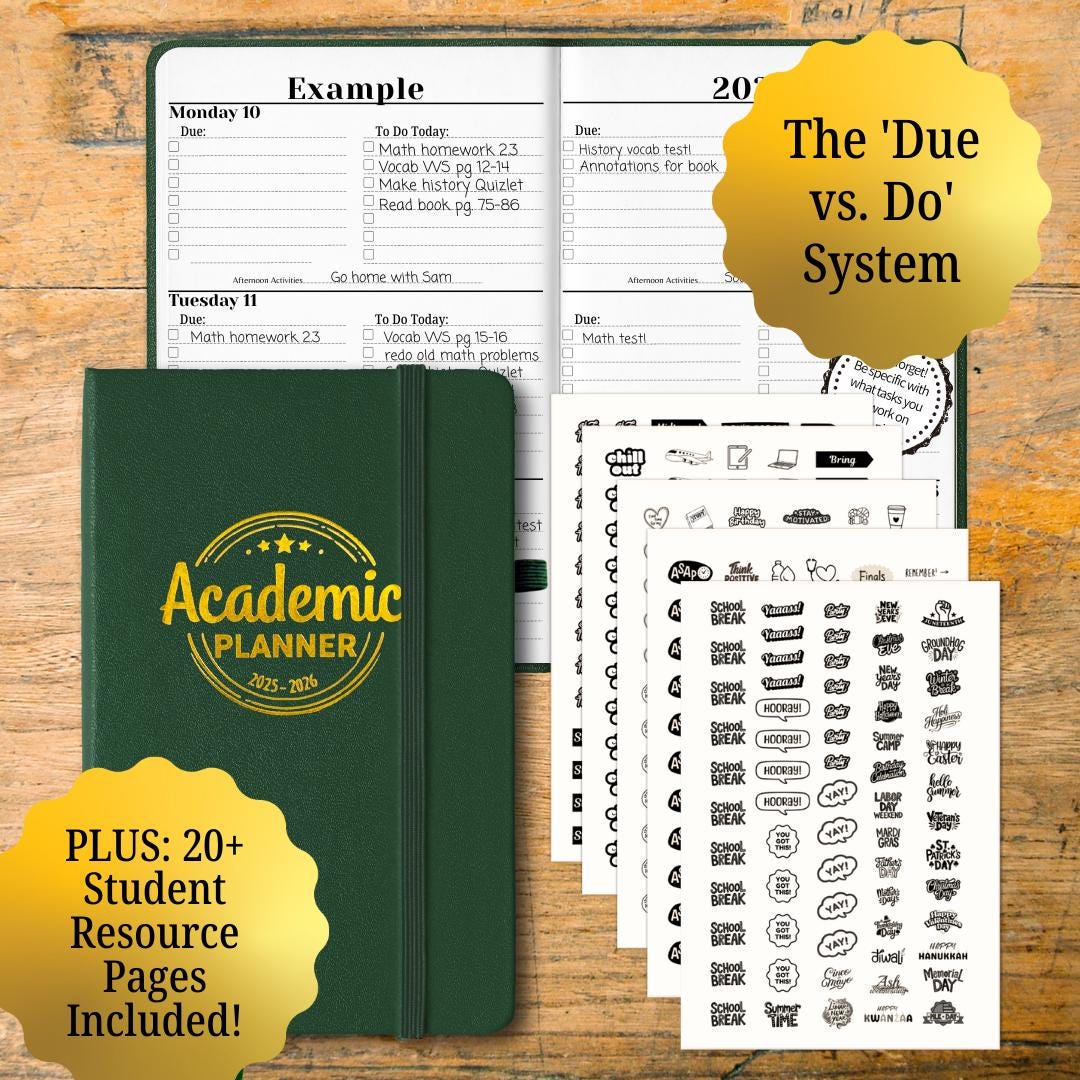 ADHD Student Planner | Executive Function, Homework Tracker 2025-2026 ...