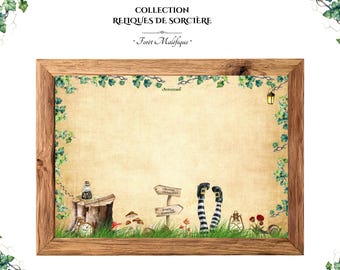 Illustration Collection Reliques de Sorcière - Forêt Maléfique - Carte féérique à imprimer - Univers witchy - art cosy - décoration magique