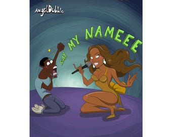 Beyoncé tecknad affisch | Matt illustration