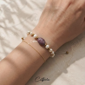 Raw Root Ruby & Freshwater Pearl Gemstone Bracelet with Gold Hematite, One of a Kind