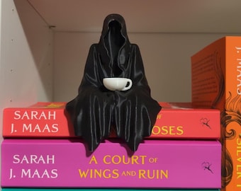Suriel Tea Shelf Sitter with Colored Tea Cup | ACOTAR Inspired Book Shelf Decor | Fantasy Reader Gift