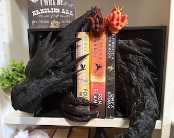 Fourth Wing Inspired Dragon Bookend | 3D Printed Fantasy Decor
