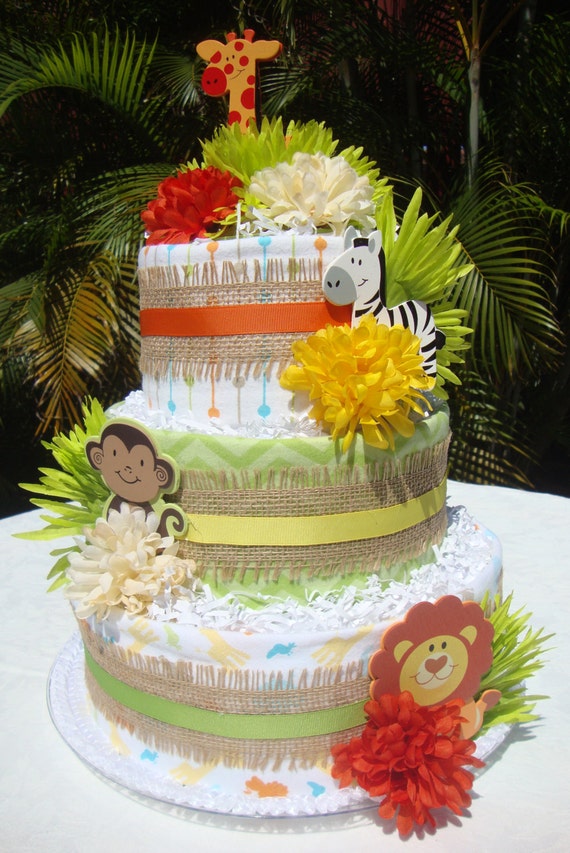 jungle theme diaper cake