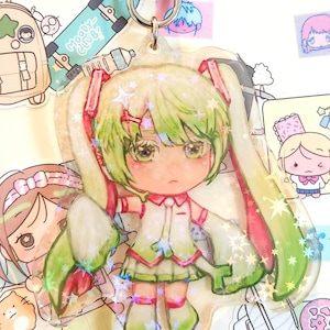 Hatsune Leeku (Miku) Holo Star Shimmer Keychain