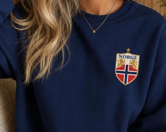 Norway Sweatshirt, Norge Twin Lion Crest Heavyweight Cotton Crewneck